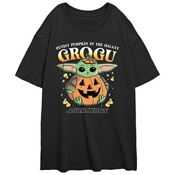 Juniors' Star Wars The Mandalorian Grogu Cutest Pumpkin In The Galaxy Oversized Graphic Tee