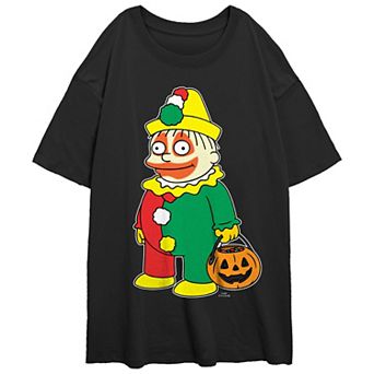 Juniors' The Simpsons Clown Ralph Trick Or Treater Oversized Graphic Tee