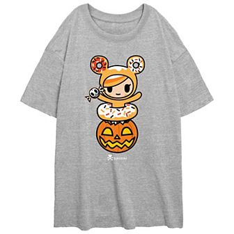 Juniors' Tokidoki Donuts And Pumpkin Oversized Graphic Tee