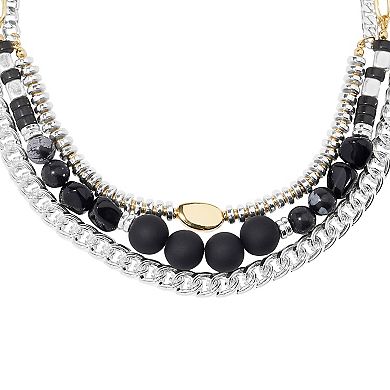 Sonoma Goods For Life® Two Tone 3 Row Chain Beads Necklace