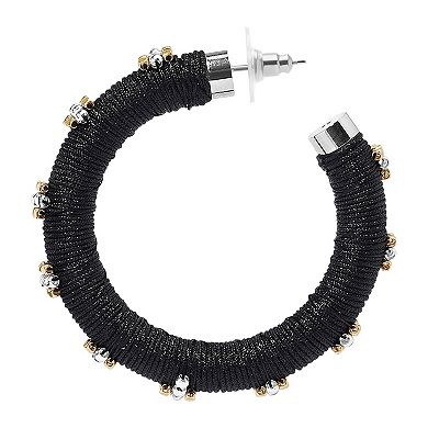 Sonoma Goods For Life® Two Tone Thread Wrap Beads J-Hoop Earrings