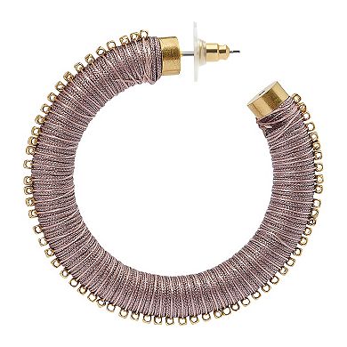 Sonoma Goods For Life Gold Tone Beaded Thread Wrap J Hoop Earrings