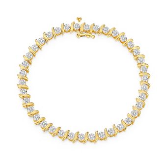 Classic Treasures 18k Gold-Over-Silver 1/4 ct T.W. Diamond Bracelet