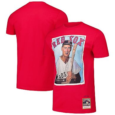 Men's Mitchell & Ness Ted Williams Red Boston Red Sox Cooperstown Collection Collectors Connection T-Shirt