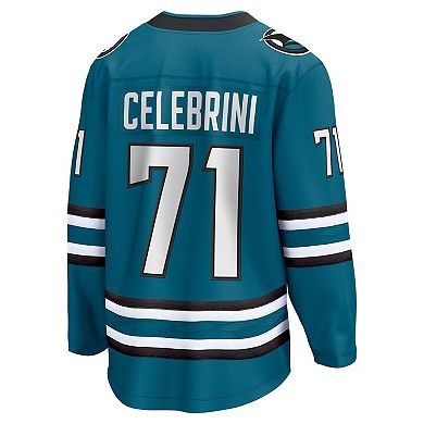 Men's Fanatics Macklin Celebrini Teal San Jose Sharks Home Breakaway Jersey