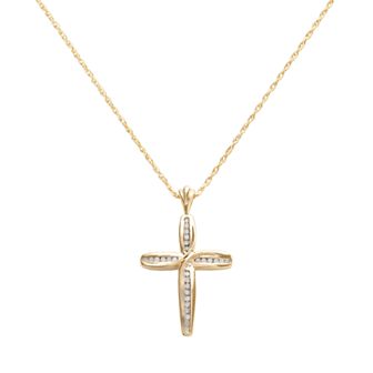 Classic Treasures 18k Gold-Over-Silver 1/4 ct T.W. Diamond Cross Pendant