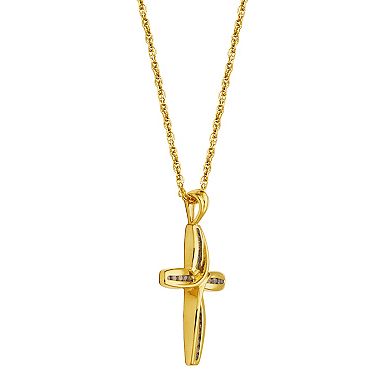 Classic Treasures 18k Gold-Over-Silver 1/4-ct. T.W. Diamond Cross Pendant