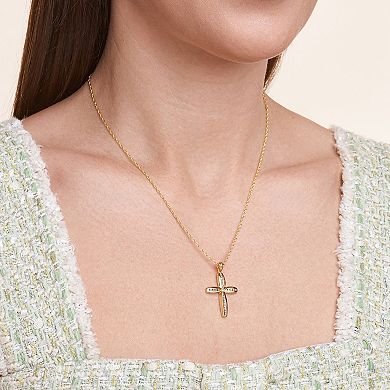 Classic Treasures 18k Gold-Over-Silver 1/4-ct. T.W. Diamond Cross Pendant