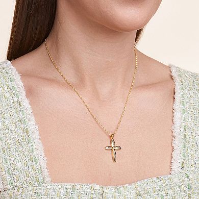 18k Gold-Over-Silver 1/4-ct. T.W. Diamond Cross Pendant