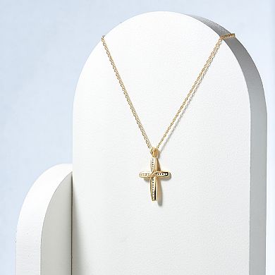 18k Gold-Over-Silver 1/4-ct. T.W. Diamond Cross Pendant