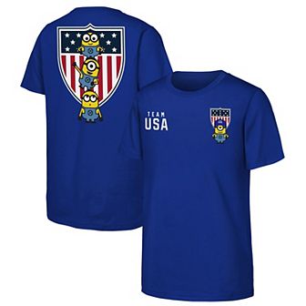 Youth Royal Team USA Minions Flag Logo T-Shirt