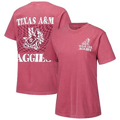 Women's Maroon Texas A&M Aggies Comfort Colors Checkered Mascot T-Shirt