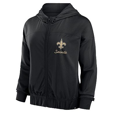 Women's Fanatics Black New Orleans Saints Script Lock Full-Zip Hoodie