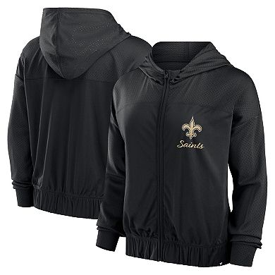 Women's Fanatics Black New Orleans Saints Script Lock Full-Zip Hoodie