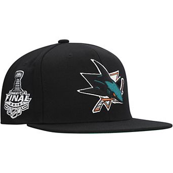 Men's Mitchell & Ness Black San Jose Sharks Core Top Spot Snapback Hat