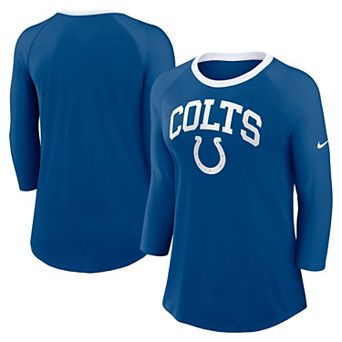 Women's Nike Royal Indianapolis Colts Raglan 3/4 Sleeve T-Shirt