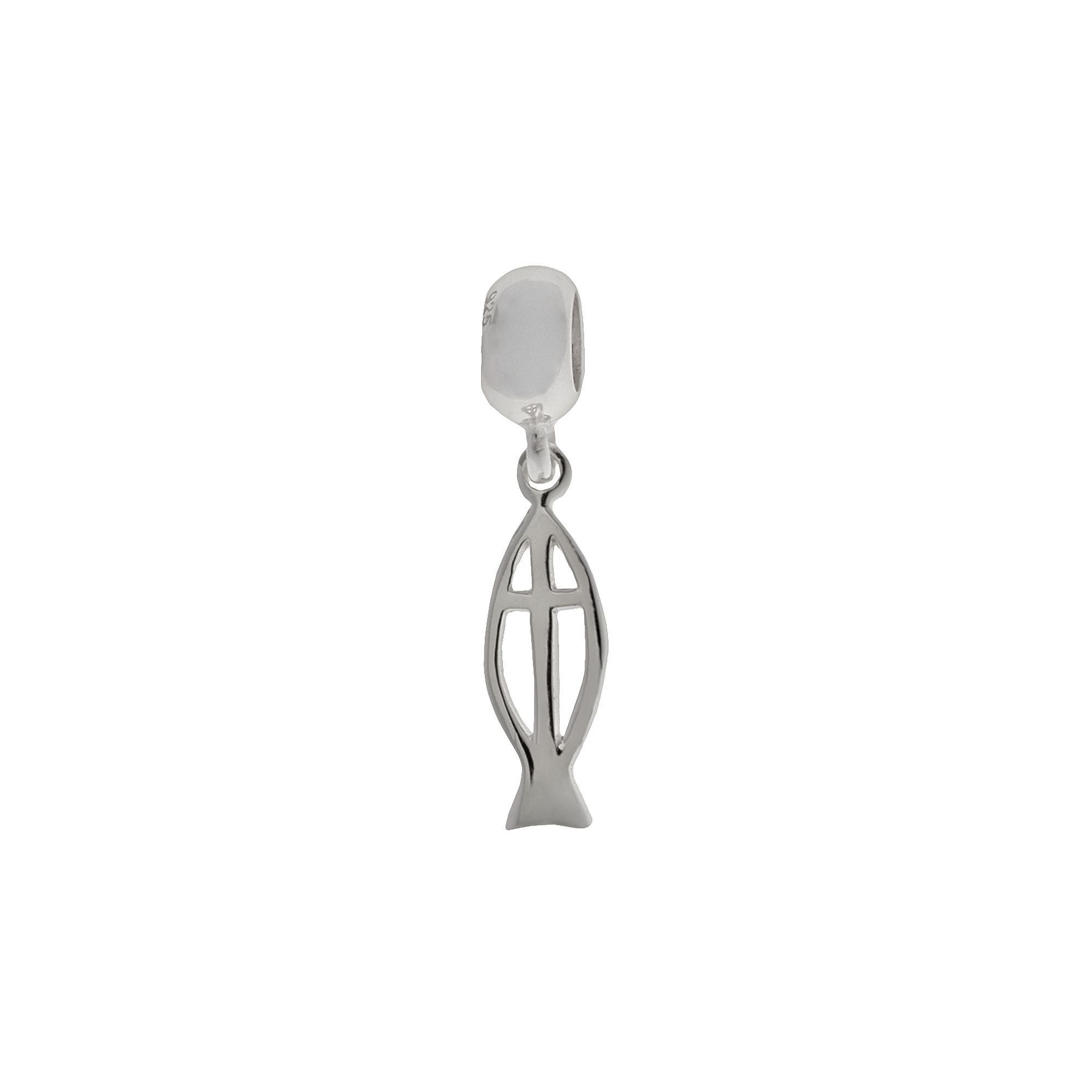Individuality Beads Sterling Silver Fish Cross Charm, Womens