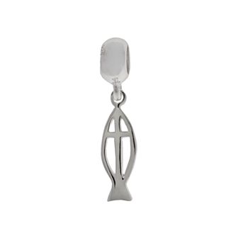 Individuality Beads Sterling Silver Fish Cross Charm