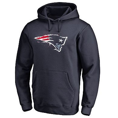 Men's NFL Pro Line Navy New England Patriots Splatter Logo Pullover Hoodie