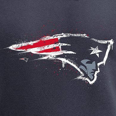 Men's NFL Pro Line Navy New England Patriots Splatter Logo Pullover Hoodie