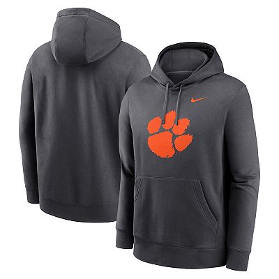 Men s Nike Anthracite Clemson Tigers Primetime Evergreen Club Fleece Pullover Hoodie