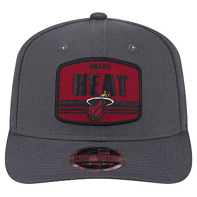 Men's New Era Graphite Miami Heat Team Elevated Patch 9SEVENTY Adjustable Hat