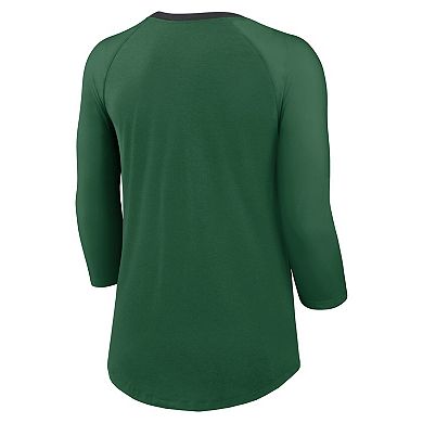 Women's Nike Green New York Jets Raglan 3/4 Sleeve T-Shirt