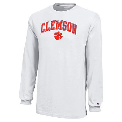 Youth Champion White Clemson Tigers Arch Over Logo Long Sleeve T-Shirt