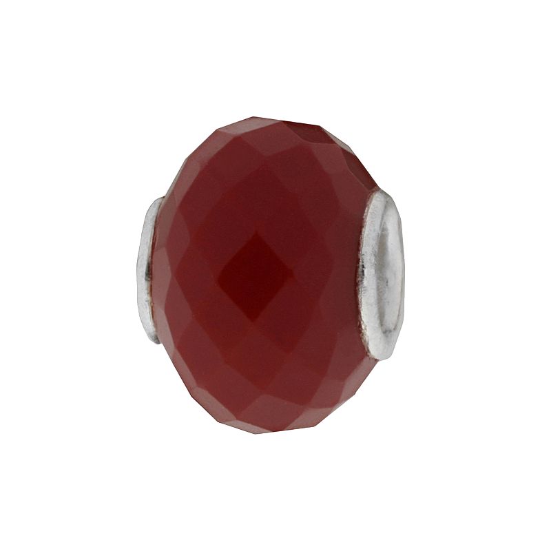 Individuality Beads Sterling Silver Multifaceted Glass Bead, Womens, Red