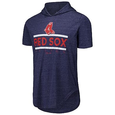 Men's Majestic Threads Navy Boston Red Sox Tri-Blend Hoodie T-Shirt
