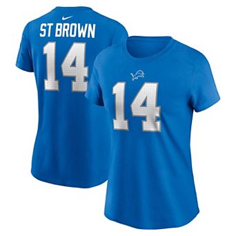 Women's Nike Amon-Ra St. Brown Blue Detroit Lions Player Name & Number T-Shirt