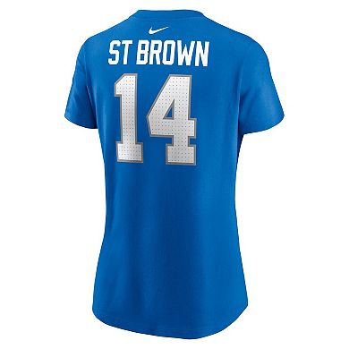 Women's Nike Amon-Ra St. Brown Blue Detroit Lions Player Name & Number T-Shirt