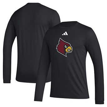 Men's adidas Black Louisville Cardinals Primary Locker Logo Pre-Game Long Sleeve T-Shirt
