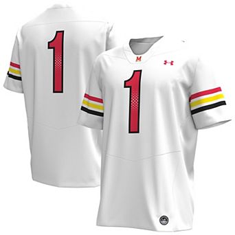 Men's Under Armour #1 White Maryland Terrapins Replica Football Jersey