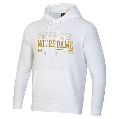 Men's Under Armour White Notre Dame Fighting Irish 2024 Sideline Wordmark Rival Pullover Hoodie