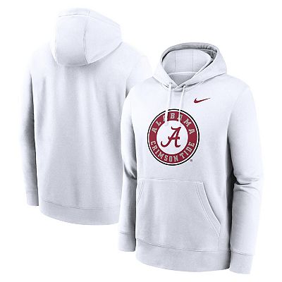 Men s Nike White Alabama Crimson Tide Primetime Alternate Logo Club Fleece Pullover Hoodie