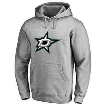 Men's Heather Gray Dallas Stars Primary Team Logo Fleece Fitted Pullover Hoodie