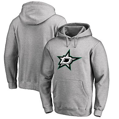 Men's Heather Gray Dallas Stars Primary Team Logo Fleece Fitted Pullover Hoodie