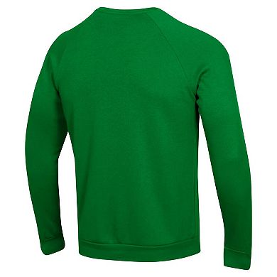 Men's Under Armour Green Notre Dame Fighting Irish 2024/25 Sideline Wordmark Rival Raglan Pullover Sweatshirt