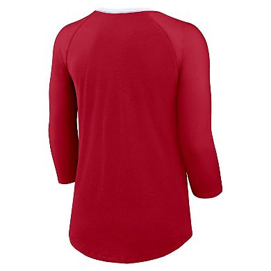 Women's Nike Scarlet San Francisco 49ers Raglan 3/4 Sleeve T-Shirt