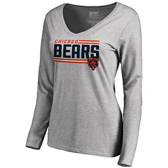 Women's NFL Pro Line Ash Chicago Bears Iconic Collection On Side Stripe Long Sleeve V-Neck T-Shirt