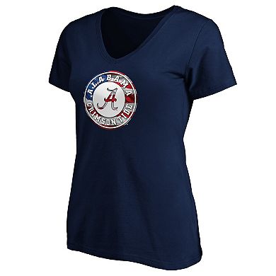 Women's Navy Alabama Crimson Tide Banner Wave V-Neck T-Shirt
