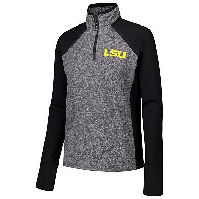 Women's Black/Heather Gray LSU Tigers Finalist Raglan Quarter-Zip Jacket