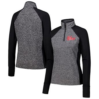 Women's Black Indiana Hoosiers Finalist Raglan Quarter-Zip Jacket