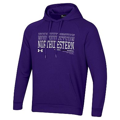 Men's Under Armour Purple Northwestern Wildcats 2024 Sideline Wordmark Rival Pullover Hoodie