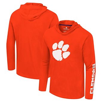 Men's Colosseum Orange Clemson Tigers Logo Lockup Active Blend Long Sleeve T-Shirt Hoodie