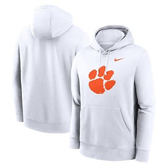 Men's Nike White Clemson Tigers Primetime Evergreen Club Fleece Pullover Hoodie