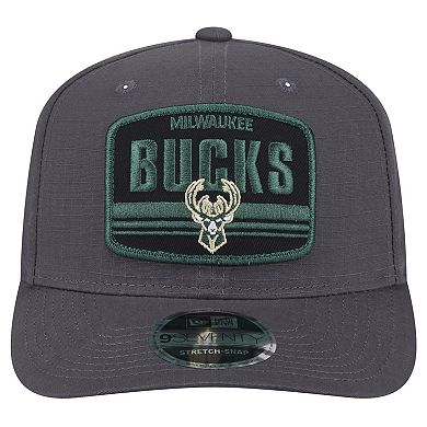 Men's New Era Graphite Milwaukee Bucks Team Elevated Patch 9SEVENTY Adjustable Hat