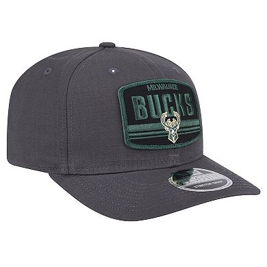 Men's New Era Graphite Milwaukee Bucks Team Elevated Patch 9SEVENTY Adjustable Hat