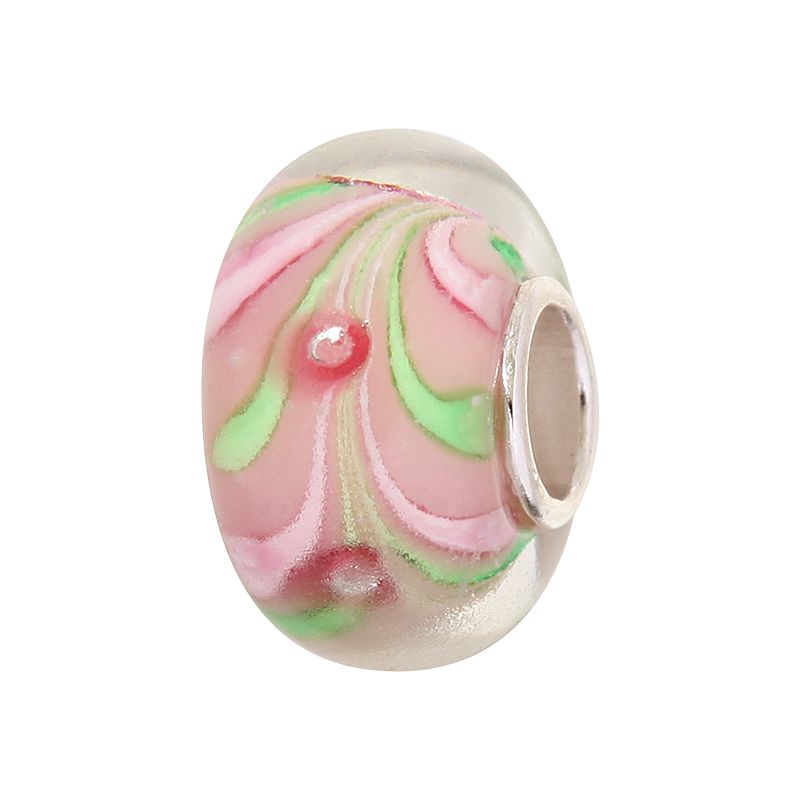 Individuality Beads Sterling Silver Swirl Glass Bead, Womens, Pink